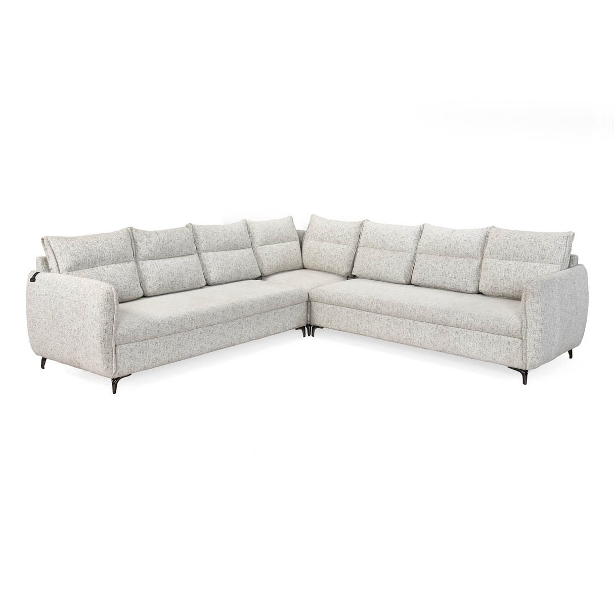 Infinia 3+3+1 Seater Fabric Sofa Set with Right Corner Sofa- Off White
