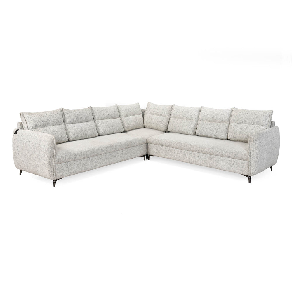 Infinia 3+3+1 Seater Fabric Sofa Set with Right Corner Sofa- Off White