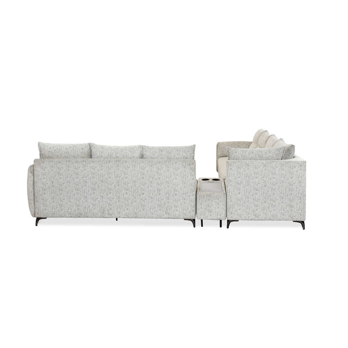 Infinia 3+3+1 Seater Fabric Sofa Set with Right Corner Sofa and Rectangle Console- Off White