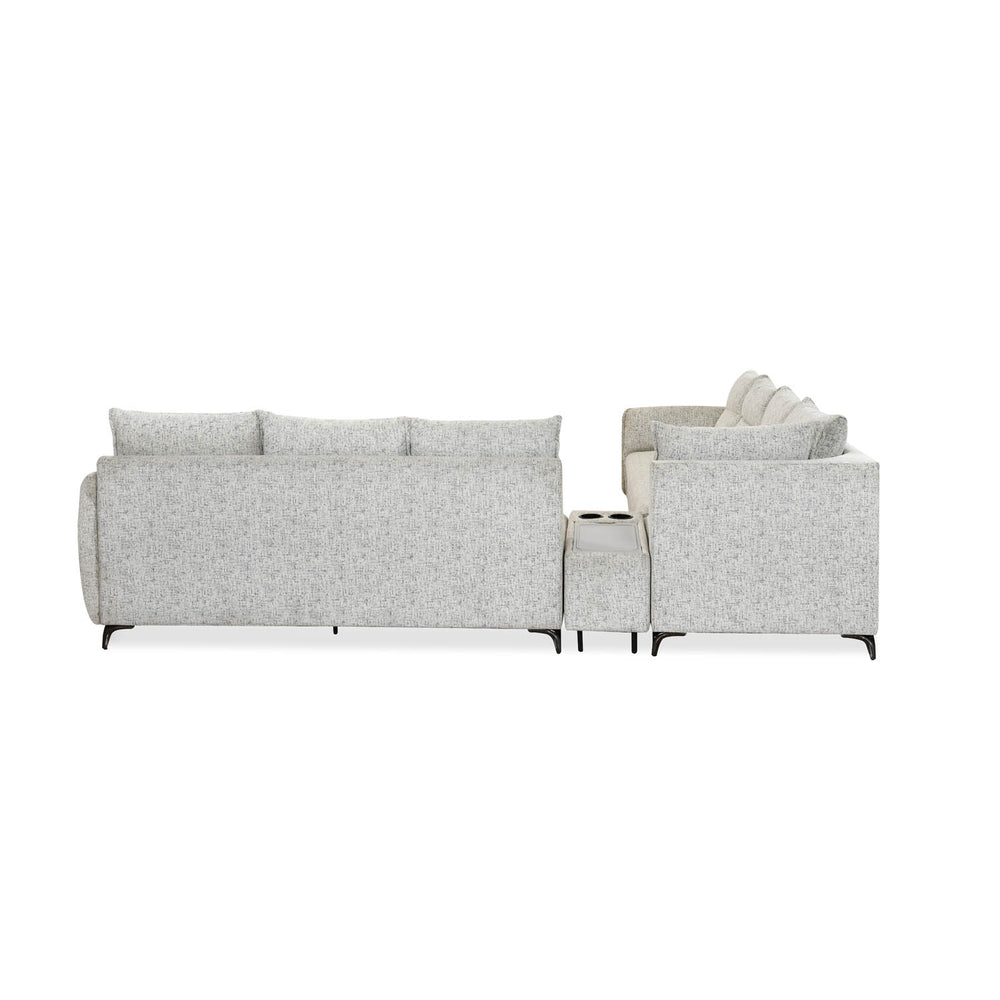Infinia 3+3+1 Seater Fabric Sofa Set with Right Corner Sofa and Rectangle Console- Off White