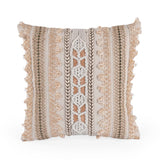 Embroidered Cotton & Polyester 16" x 16" Cushion Cover- Multicolor