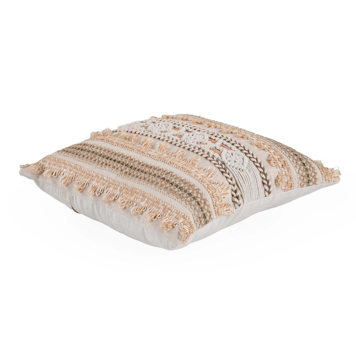 Embroidered Cotton & Polyester 16" x 16" Cushion Cover- Multicolor