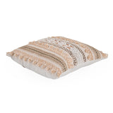Embroidered Cotton & Polyester 16" x 16" Cushion Cover- Multicolor