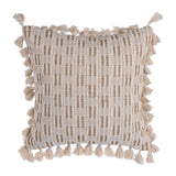 Checks Embroidered Cotton & Polyester 16" x 16" Cushion Cover- Beige & Brown