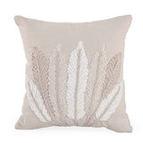 Seven Leaf Cotton & Polyester 16" x 16" Cushion Cover- Beige