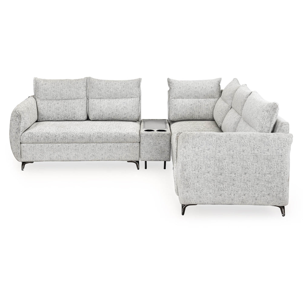 Infinia 2+2+1 Seater Fabric Sofa Set with Left Corner Sofa and Rectangle Console- Off White
