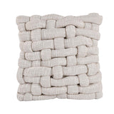 Basket Knit Cotton & Polyester 16" x 16" Cushion Cover- Off White