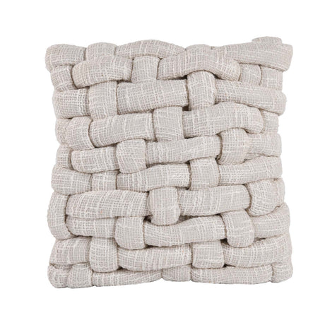 Basket Knit Cotton & Polyester 16" x 16" Cushion Cover- Off White