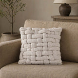 Basket Knit Cotton & Polyester 16" x 16" Cushion Cover- Off White