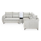 Infinia 2+2+1 Seater Fabric Sofa Set with Left Corner Sofa and Rectangle Console- Off White