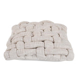 Basket Knit Cotton & Polyester 16" x 16" Cushion Cover- Off White