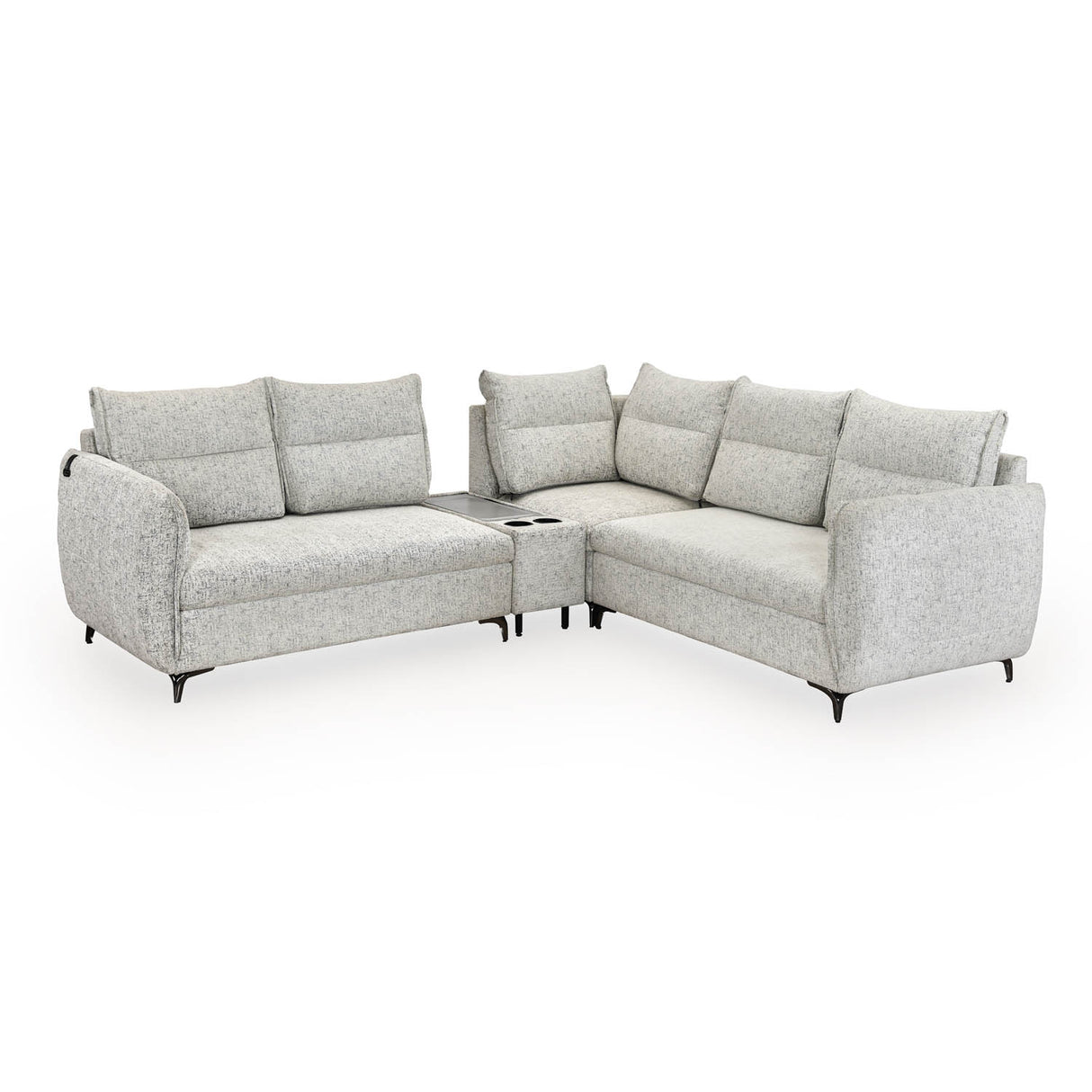 Infinia 2+2+1 Seater Fabric Sofa Set with Left Corner Sofa and Rectangle Console- Off White