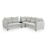 Infinia 2+2+1 Seater Fabric Sofa Set with Left Corner Sofa and Rectangle Console- Off White