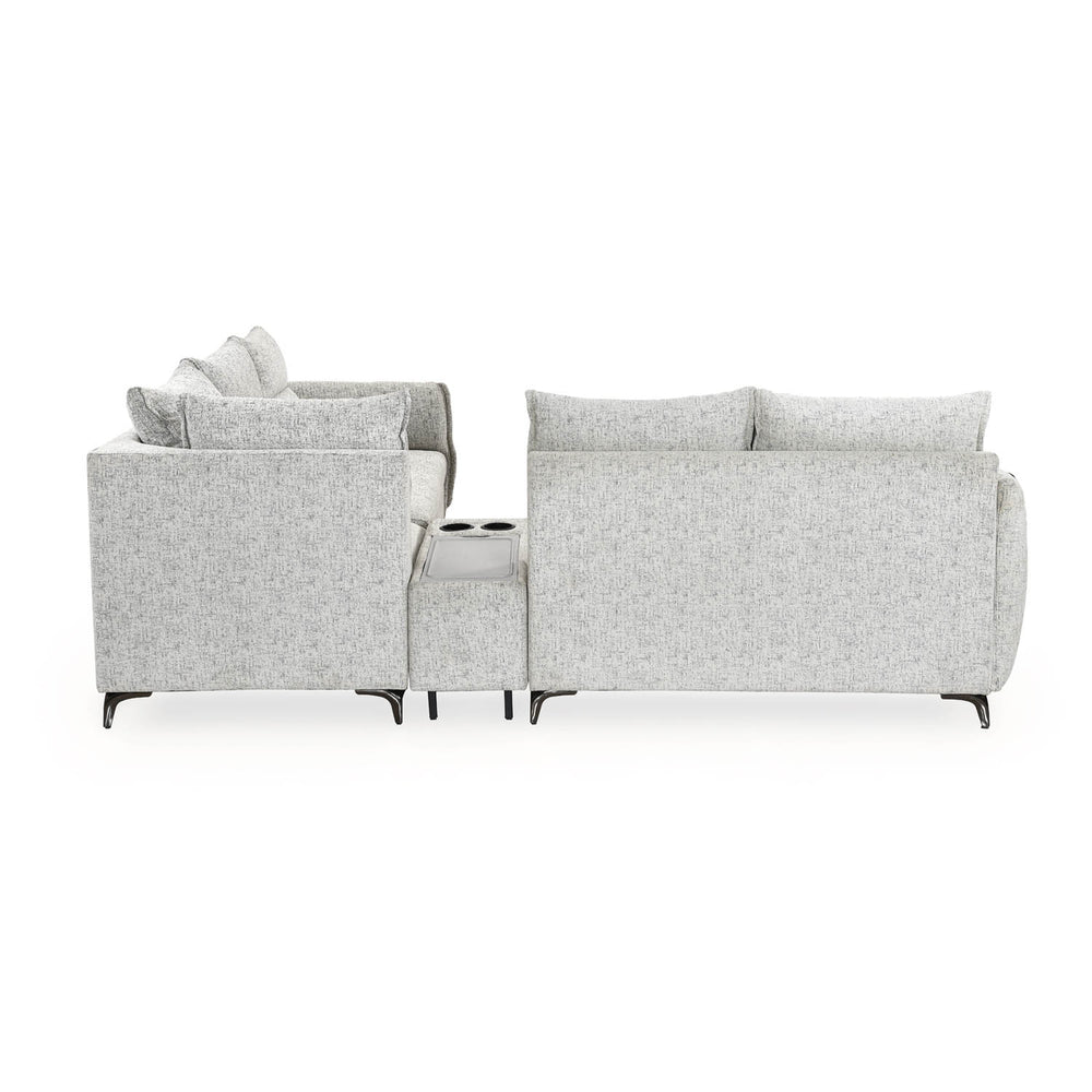Infinia 2+2+1 Seater Fabric Sofa Set with Left Corner Sofa and Rectangle Console- Off White