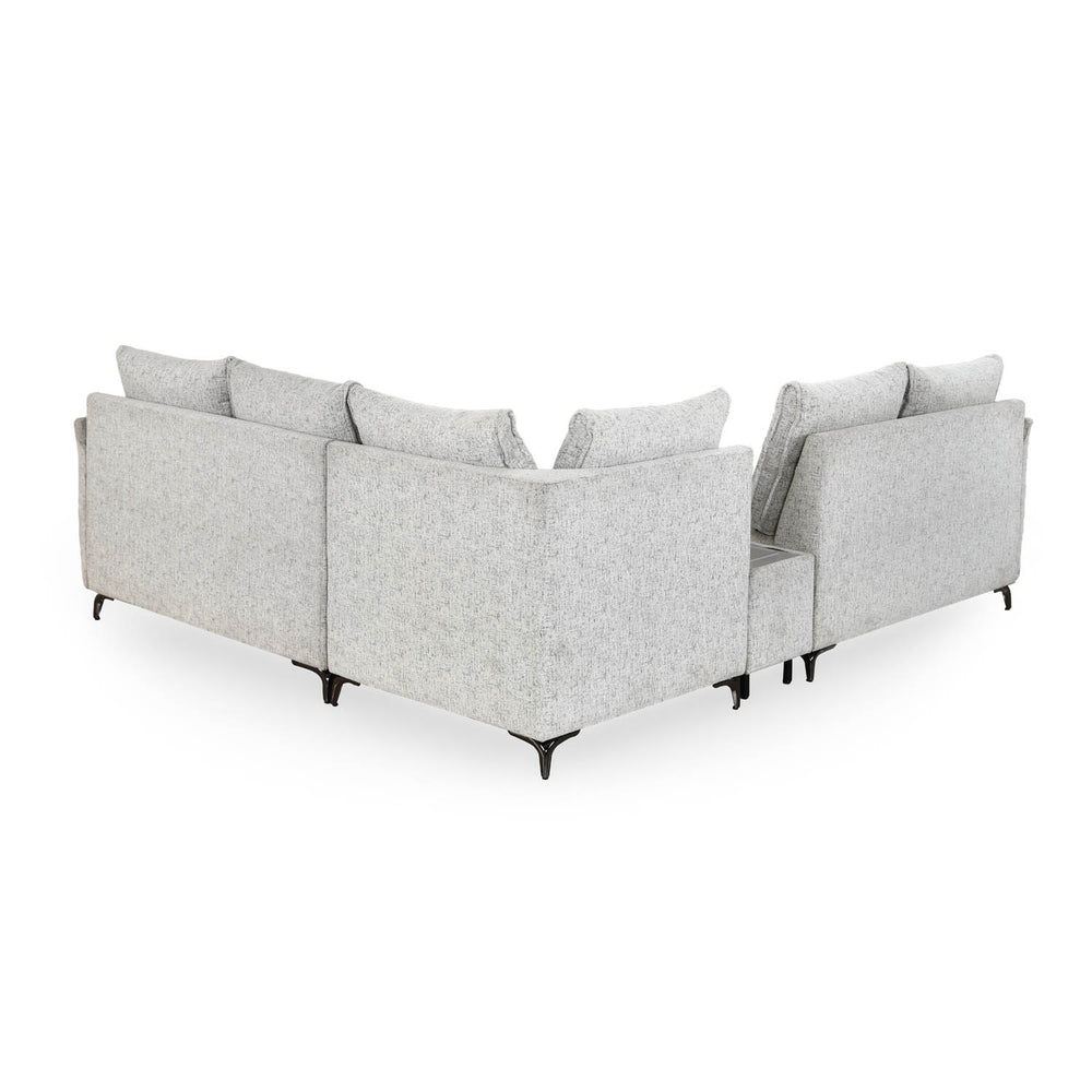 Infinia 2+2+1 Seater Fabric Sofa Set with Left Corner Sofa and Rectangle Console- Off White