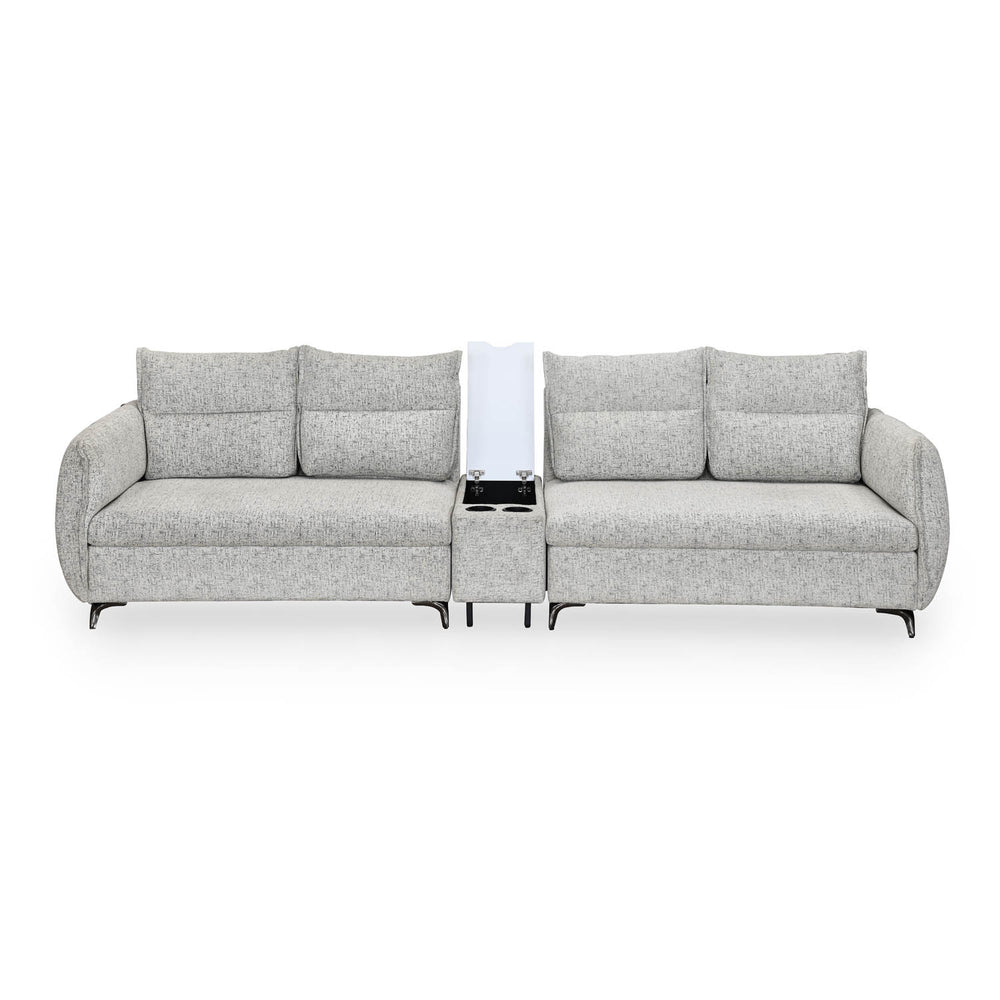 Infinia 2+2 Seater Fabric Sofa Set with Rectangle Console- Off White