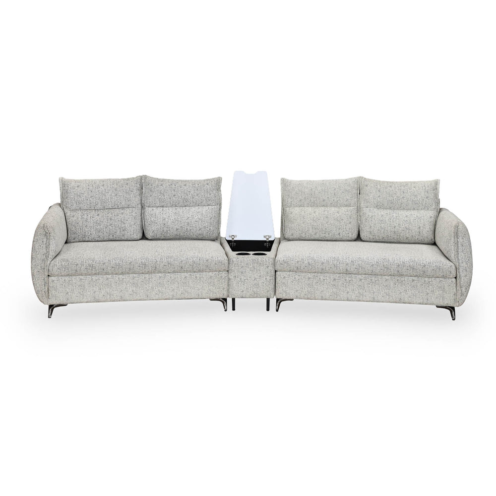 Infinia 2+2 Seater Fabric Sofa Set with Triangle Console- Off White