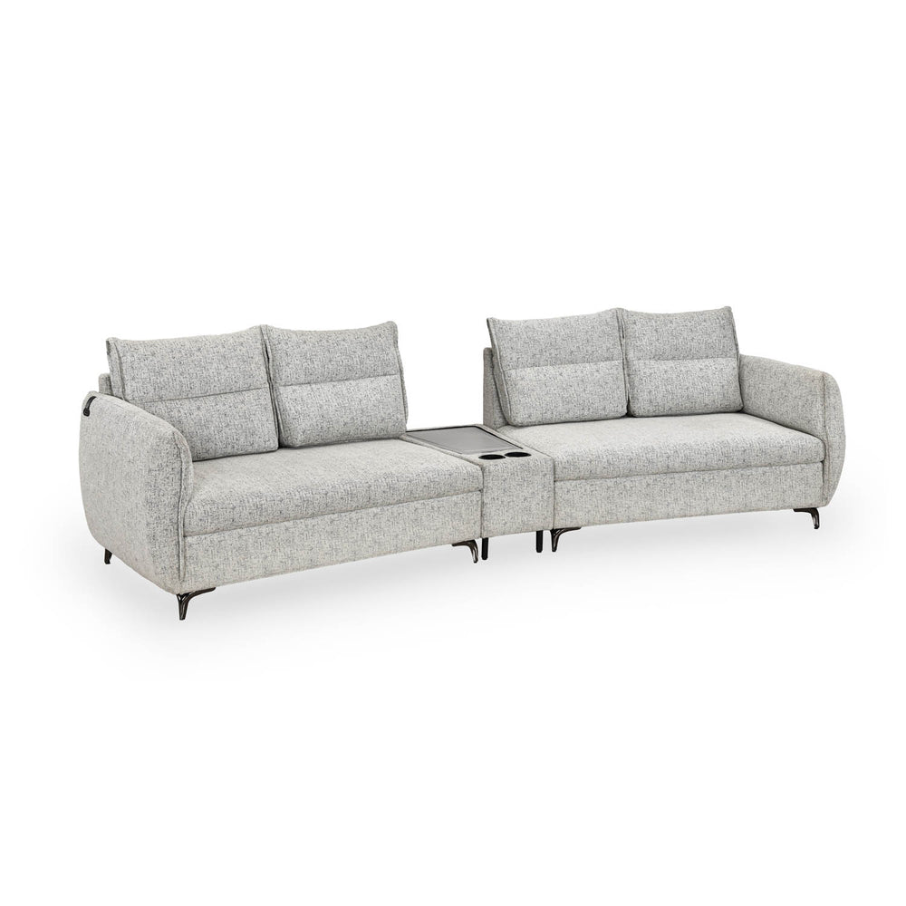 Infinia 2+2 Seater Fabric Sofa Set with Triangle Console- Off White