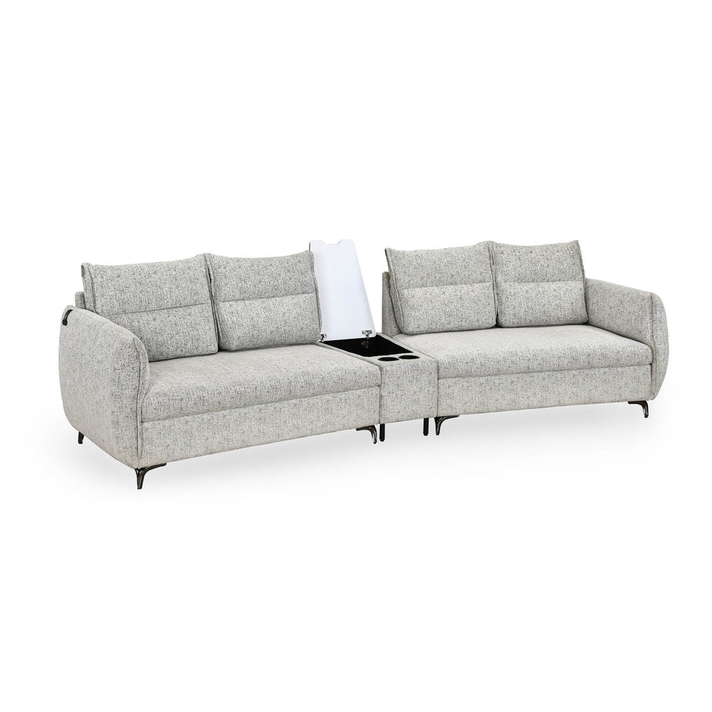 Infinia 2+2 Seater Fabric Sofa Set with Triangle Console- Off White