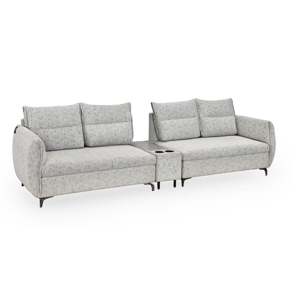 Infinia 2+2 Seater Fabric Sofa Set with Rectangle Console- Off White