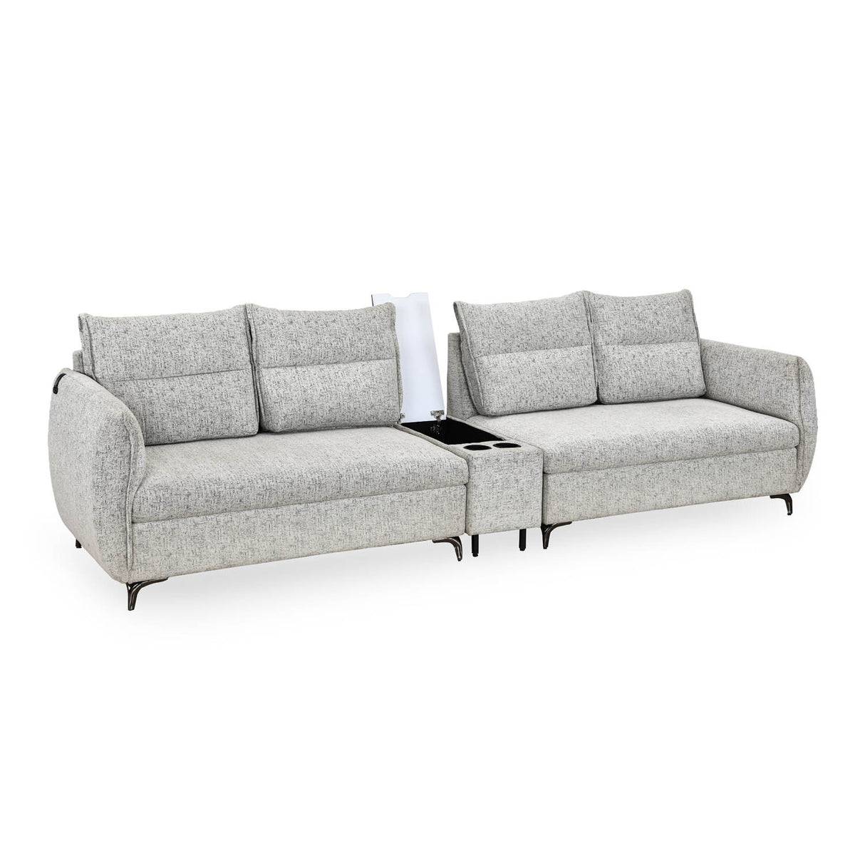 Infinia 2+2 Seater Fabric Sofa Set with Rectangle Console- Off White
