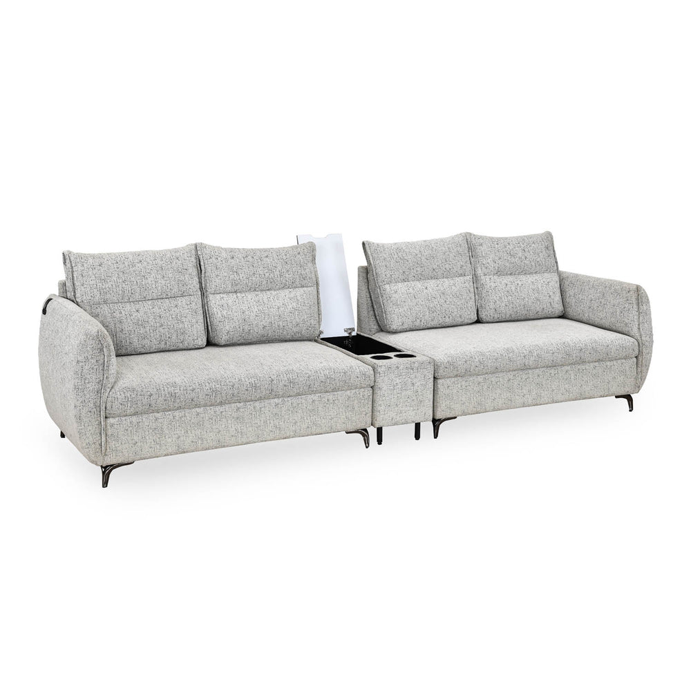 Infinia 2+2 Seater Fabric Sofa Set with Rectangle Console- Off White