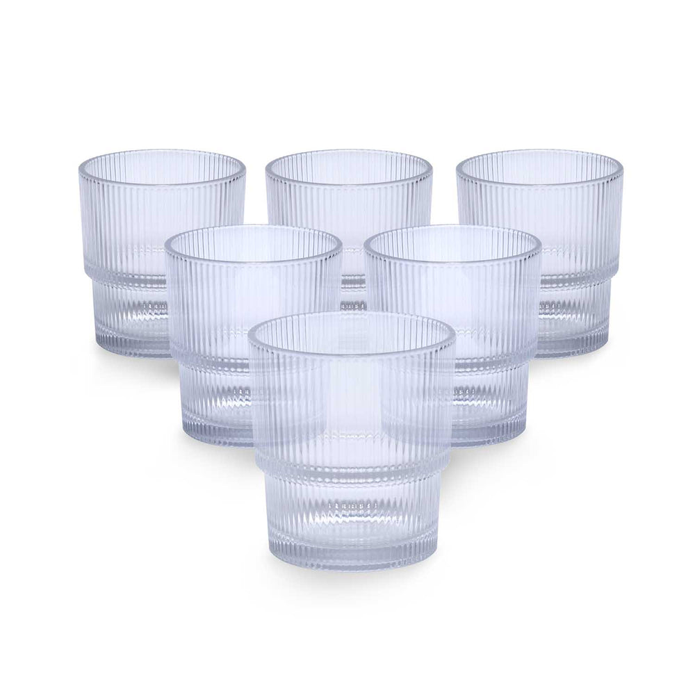 Stackable 330 ml Whisky Glass Set of 6- Transparent