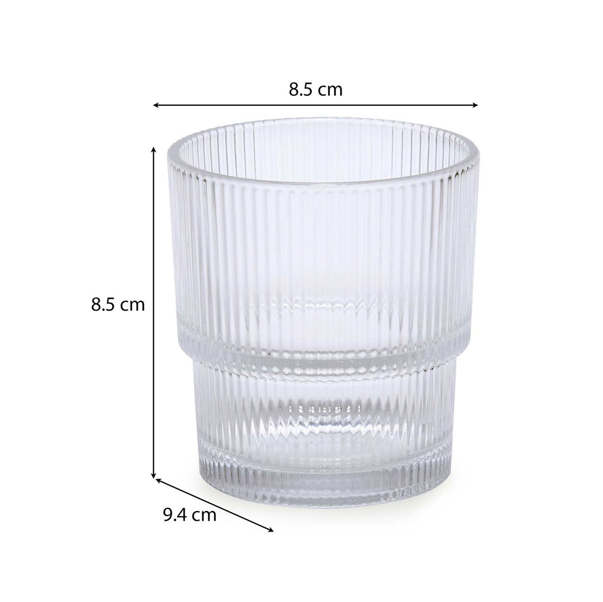 Stackable 330 ml Whisky Glass Set of 6- Transparent