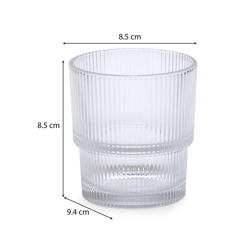 Stackable 330 ml Whisky Glass Set of 6- Transparent