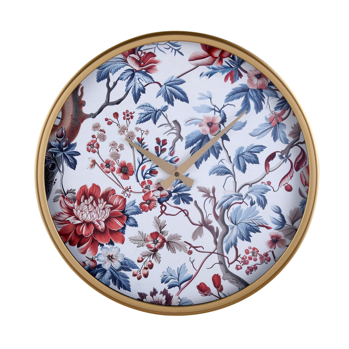 Floral Dial Wall Clock- Blue