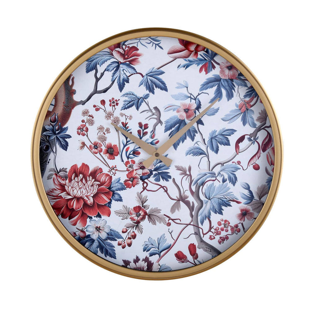 Floral Dial Wall Clock- Blue