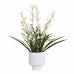 Artificial Orchid Flower Ceramic Potted Plant - White