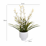 Artificial Orchid Flower Ceramic Potted Plant - White