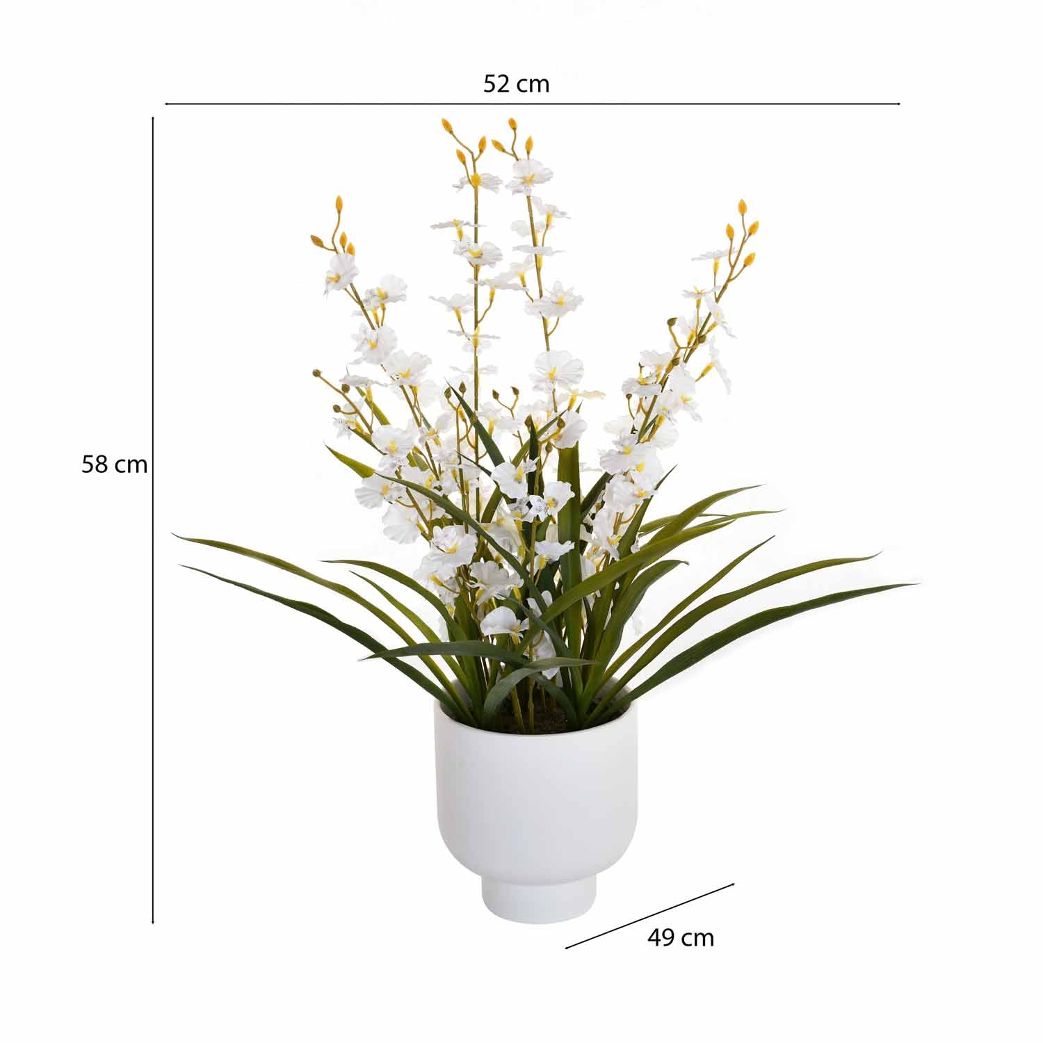 Artificial Orchid Flower Ceramic Potted Plant - White