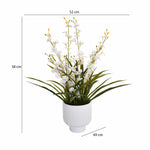 Artificial Orchid Flower Ceramic Potted Plant - White