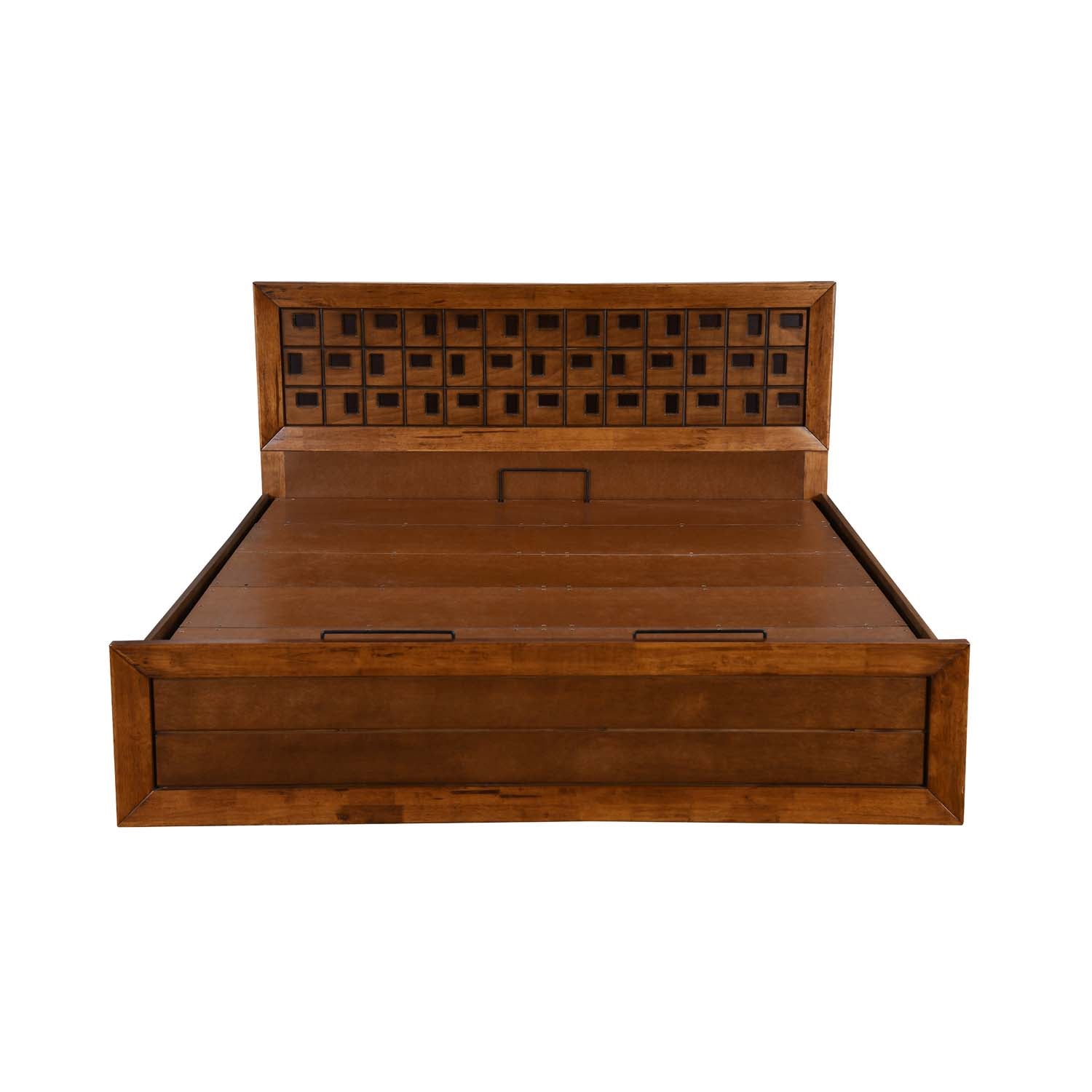 Hedron King Bed with Hydraulic Storage- Antique Cherry