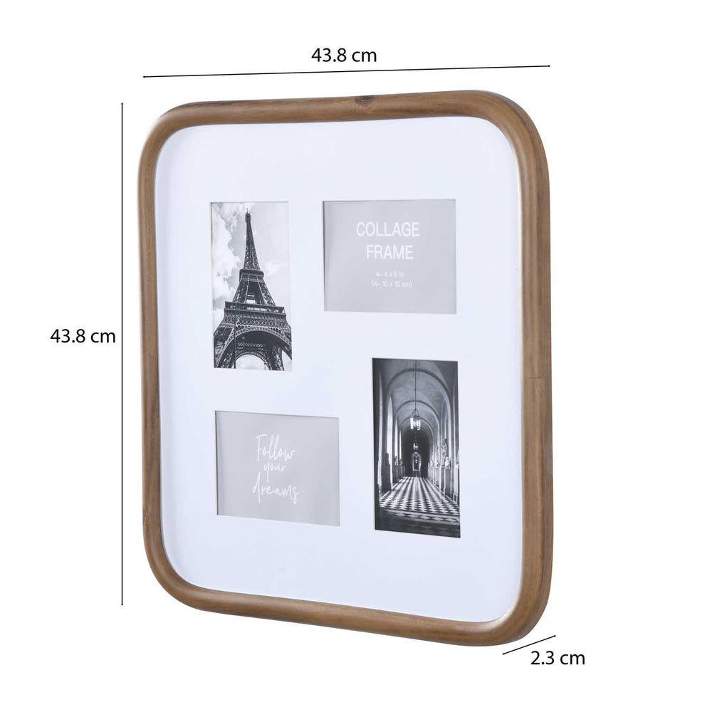 4 Pics Collage Photo Frame- Brown