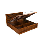 Hedron Queen Bed with Hydraulic Storage- Antique Cherry