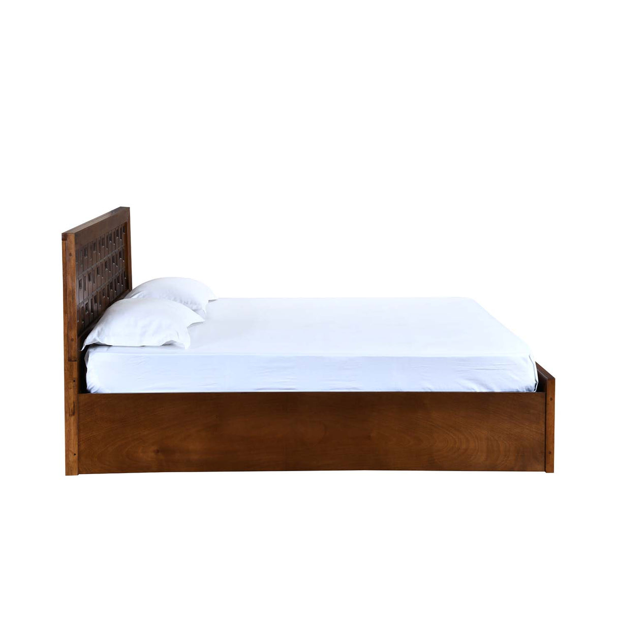 Hedron Queen Bed with Hydraulic Storage- Antique Cherry