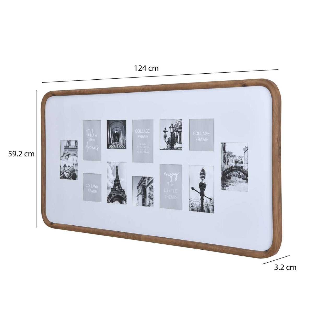 12 Pics Collage Photo Frame- Brown