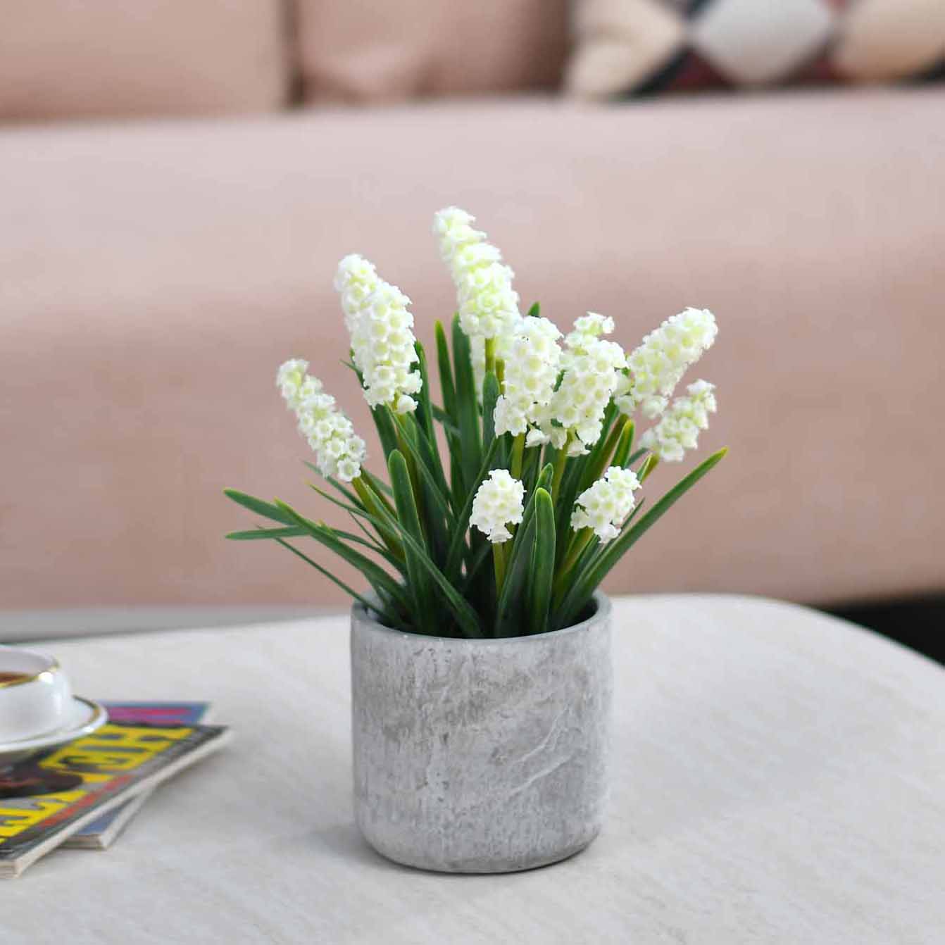 Artificial Bell Flower Potted Plant - White