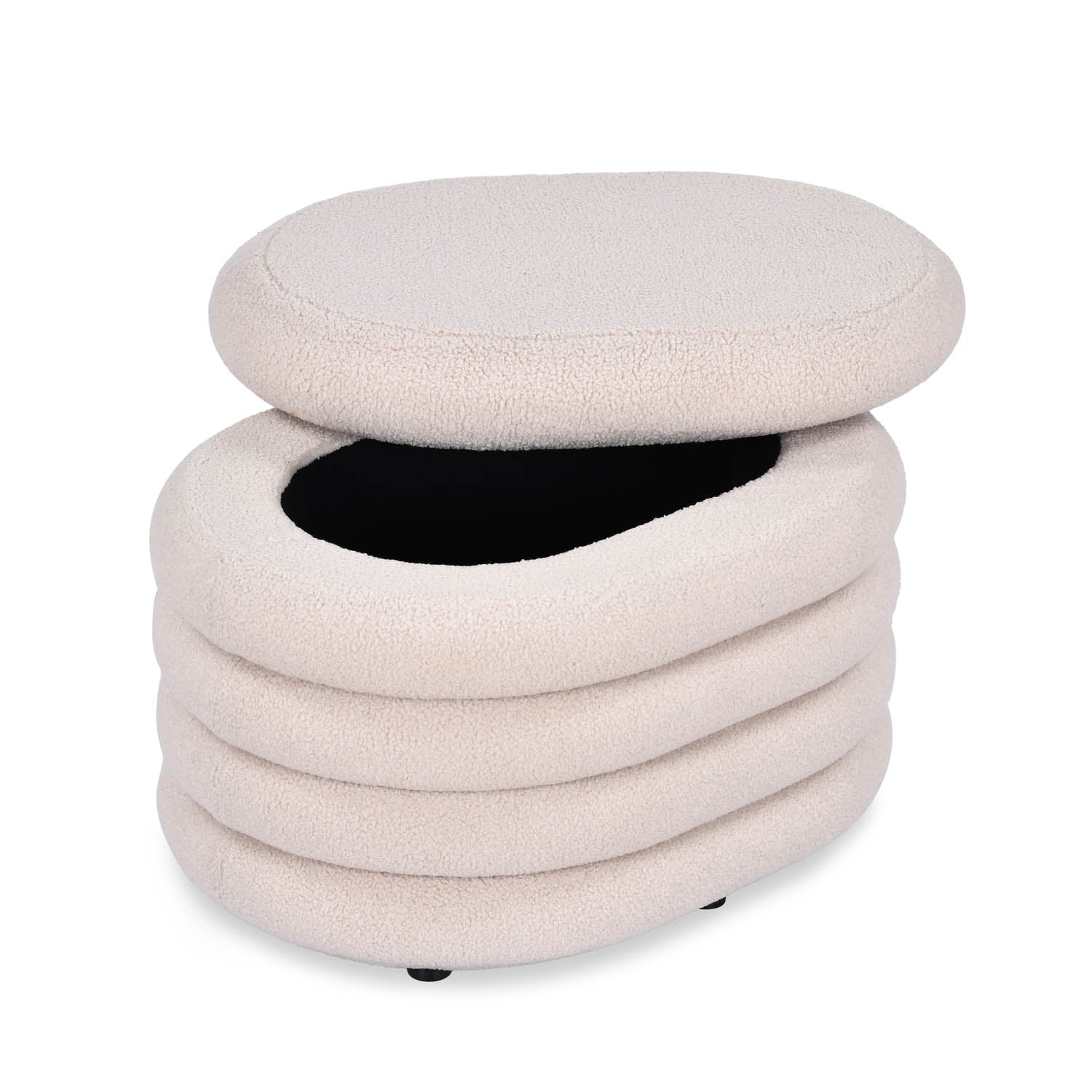 Muffin Ottoman with Storage Small- Beige
