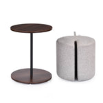 Nicole Side Table with Pouf- Walnut Brown