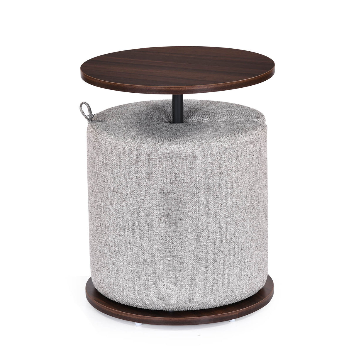 Nicole Side Table with Pouf- Walnut Brown