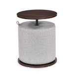 Nicole Side Table with Pouf- Walnut Brown