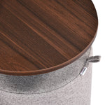 Nicole Side Table with Pouf- Walnut Brown