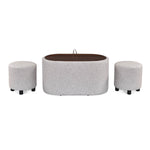 Dennis Center Table with Storage and 2 Poufs- Grey