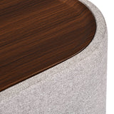 Dennis Center Table with Storage and 2 Poufs- Grey