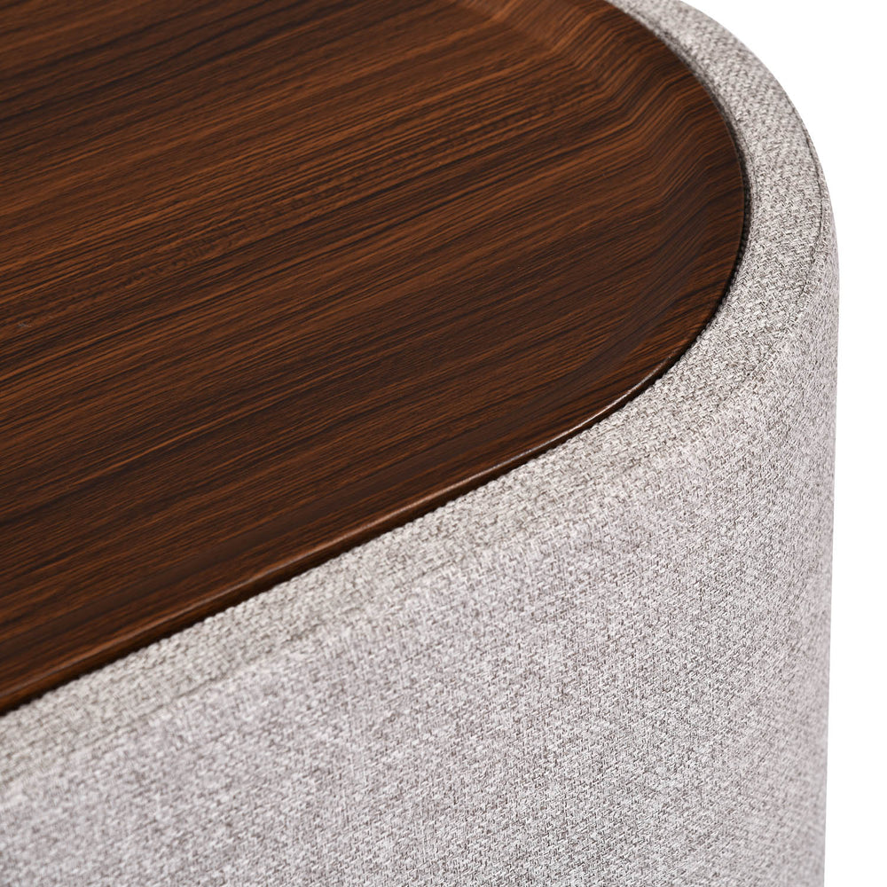 Dennis Center Table with Storage and 2 Poufs- Grey