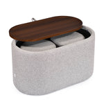 Dennis Center Table with Storage and 2 Poufs- Grey